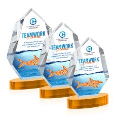 Norwood Full Color Amber on Alberton Base Crystal Award - Corporate Awards