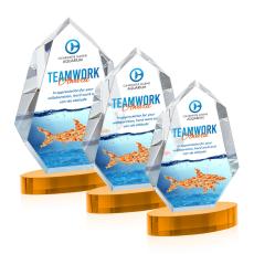 Norwood Full Color Amber on Alberton Base Crystal Award - Glass Awards