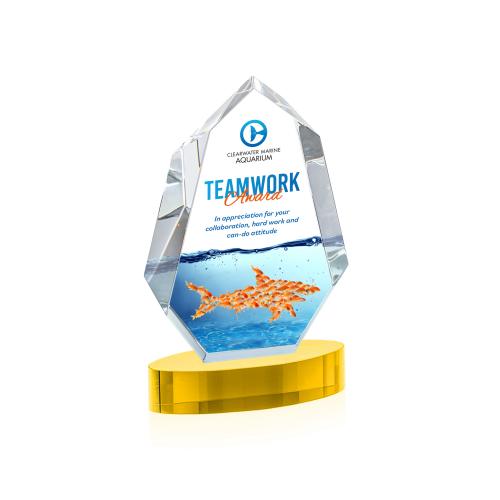 Corporate Awards - Crystal Awards - Norwood Full Color Gold on Alberton Base Crystal Award