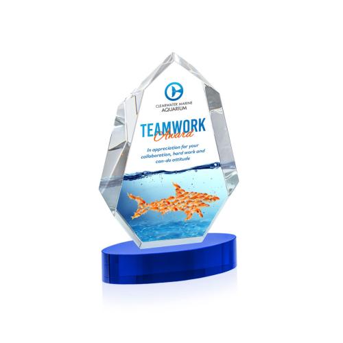 Corporate Awards - Crystal Awards - Norwood Full Color Blue on Alberton Base Crystal Award