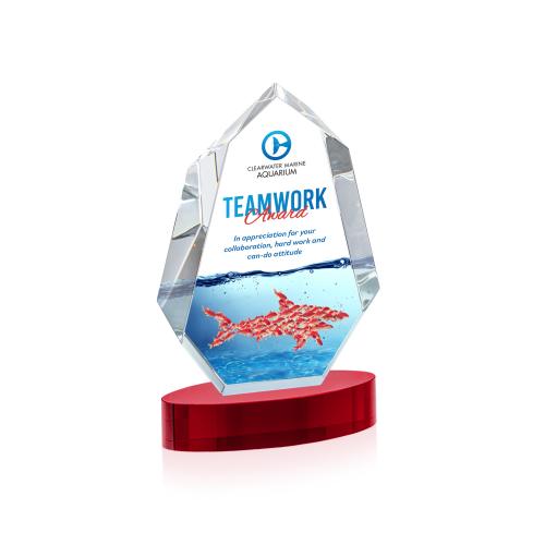 Corporate Awards - Crystal Awards - Norwood Full Color Red on Alberton Base Crystal Award