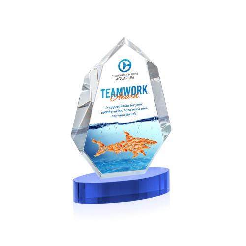 Corporate Awards - Crystal Awards - Norwood Full Color Sky Blue on Alberton Base Crystal Award