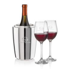 Pescara Wine Cooler & Burlington Wine Set - Etched Barware