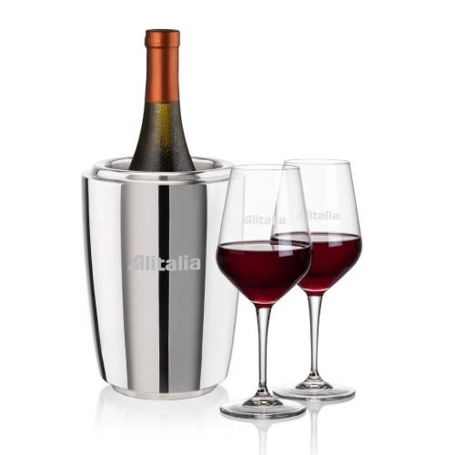 Corporate Recognition Gifts - Etched Barware - Pescara Wine Cooler & Germain Wine Set