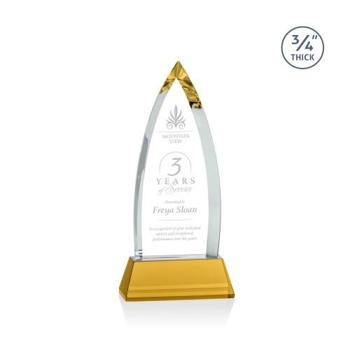 Corporate Awards - Crystal Awards - Colored Crystal - Shildon Amber on Newhaven Crystal Award