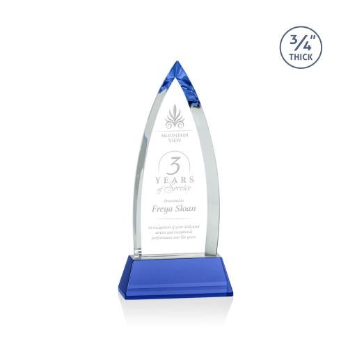 Corporate Awards - Crystal Awards - Colored Crystal - Shildon Blue on Newhaven Crystal Award