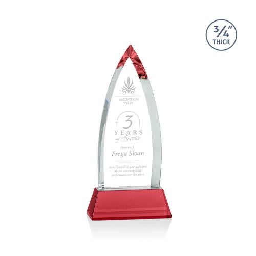 Corporate Awards - Crystal Awards - Colored Crystal - Shildon Red on Newhaven Crystal Award