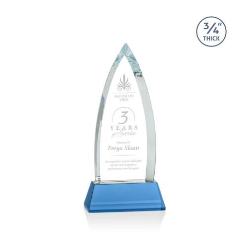 Corporate Awards - Crystal Awards - Shildon Sky Blue on Newhaven Arch & Crescent Crystal Award