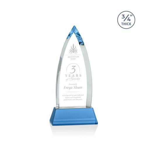 Corporate Awards - Crystal Awards - Shildon Sky Blue on Newhaven Crystal Award