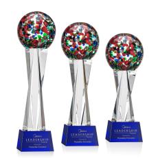 Fantasia Blue on Grafton Base Spheres Glass Award - Art Glass Awards