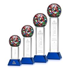 Fantasia Blue on Stowe Base Spheres Glass Award - Glass Awards
