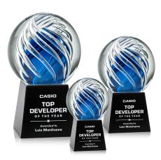 Genista Spheres on Fortino Black Glass Award - Glass Awards