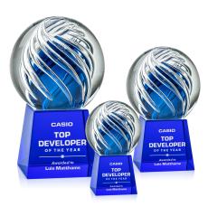 Genista Spheres on Fortino Blue Glass Award - Glass Awards