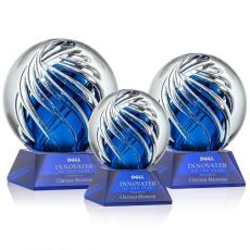 Genista Blue on Sheffield Base Spheres Glass Award - Art Glass Awards