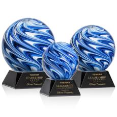 Naples Black on Sheffield Base Spheres Glass Award - Glass Awards