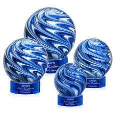 Naples Blue on Stanrich Base Spheres Glass Award - Glass Awards