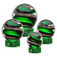 Zodiac Green on Stanrich Base Spheres Glass Award - Art Glass Awards