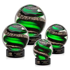 Zodiac Black on Stanrich Base Spheres Glass Award - Art Glass Awards