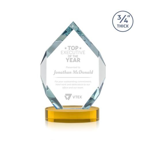 Corporate Awards - Crystal Awards - Royal Diamond Amber on Alberton Base Crystal Award