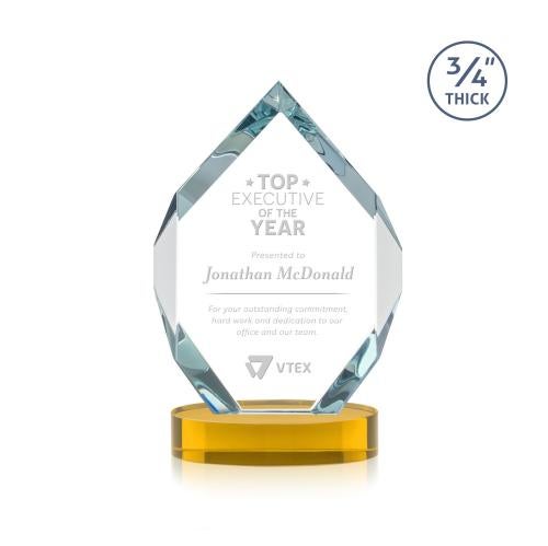 Corporate Awards - Crystal Awards - Royal Diamond Amber on Alberton Base Crystal Award