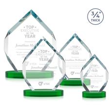 Royal Diamond Green on Alberton Base Crystal Award - Newest Additions