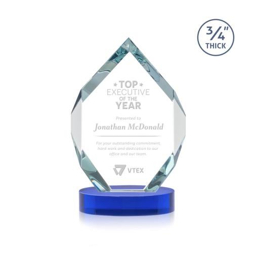 Corporate Awards - Crystal Awards - Royal Diamond Blue on Alberton Base Crystal Award