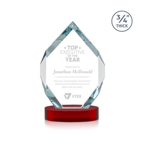 Corporate Awards - Crystal Awards - Royal Diamond Red on Alberton Base Crystal Award
