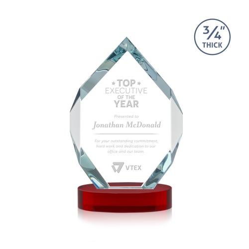 Corporate Awards - Crystal Awards - Royal Diamond Red on Alberton Base Crystal Award
