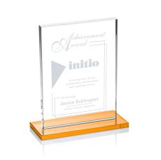 Emperor Amber (Vert) Rectangle Crystal Award - Glass Awards