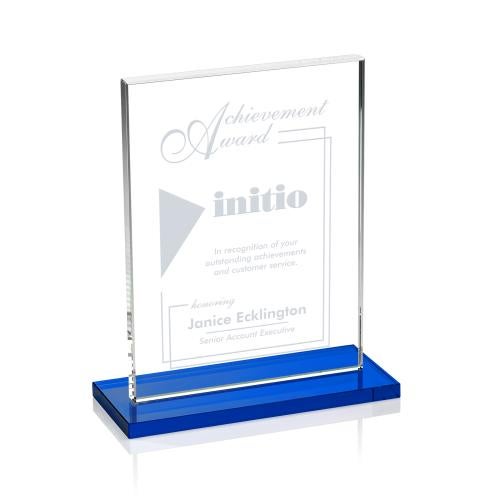 Corporate Awards - Crystal Awards - Emperor Blue (Vert) Rectangle Crystal Award