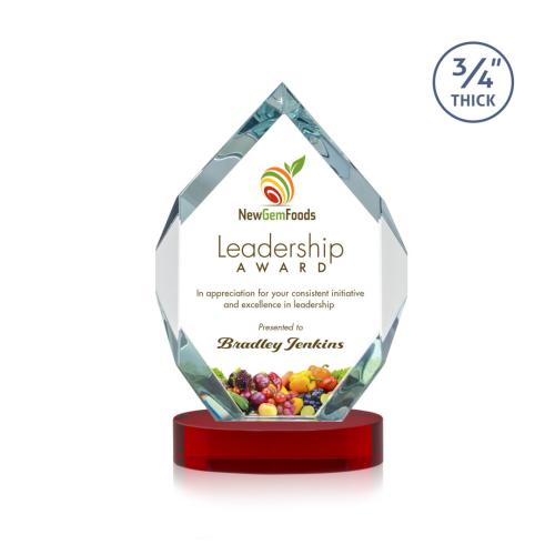 Corporate Awards - Crystal Awards - Royal Diamond Full Color Red on Alberton Base Crystal Award