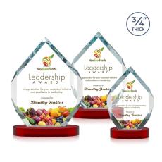 Royal Diamond Full Color Red on Alberton Base Crystal Award - Glass Awards
