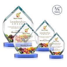 Royal Diamond Full Color Sky Blue on Alberton Base Crystal Award - Corporate Awards