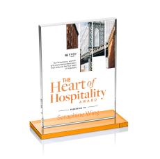 Emperor Full Color Amber (Vert) Rectangle Crystal Award - Corporate Awards