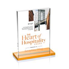 Emperor Full Color Amber (Vert) Rectangle Crystal Award - Glass Awards