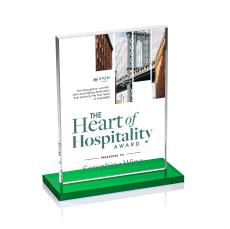 Emperor Full Color Green (Vert) Rectangle Crystal Award - Corporate Awards