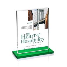 Emperor Full Color Green (Vert) Rectangle Crystal Award - Glass Awards