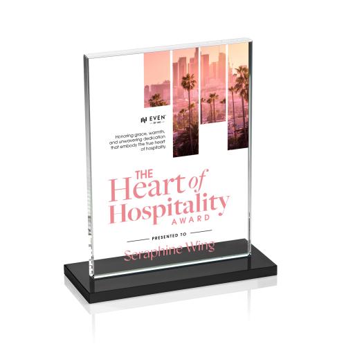 Corporate Awards - Crystal Awards - Emperor Full Color Black (Vert) Rectangle Crystal Award