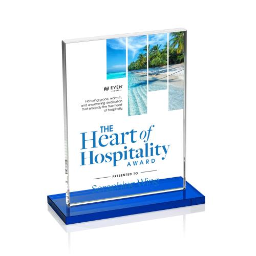 Corporate Awards - Crystal Awards - Emperor Full Color Blue (Vert) Rectangle Crystal Award