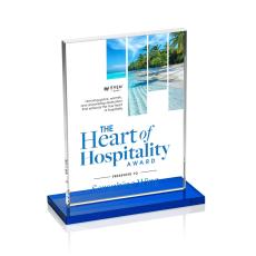 Emperor Full Color Blue (Vert) Rectangle Crystal Award - Glass Awards