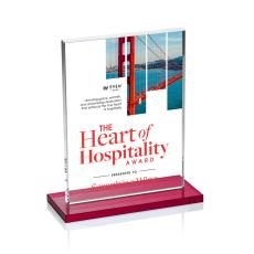 Emperor Full Color Red (Vert) Rectangle Crystal Award - Glass Awards