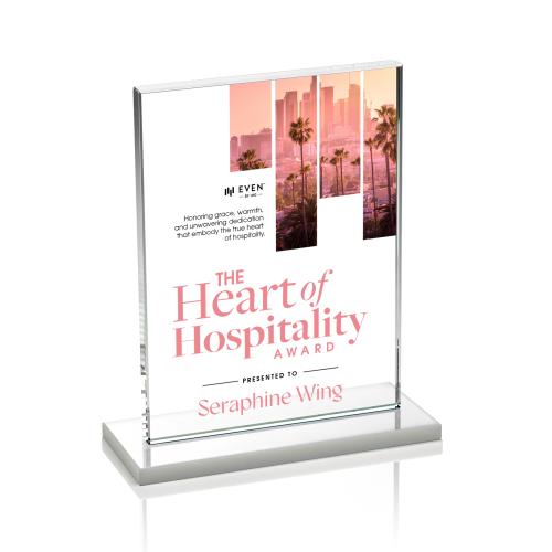 Corporate Awards - Crystal Awards - Emperor Full Color White (Vert) Rectangle Crystal Award