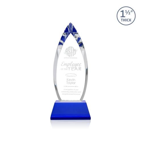 Corporate Awards - Crystal Awards - Fortier Blue on Entwhistle Base Arch & Crescent Crystal Award