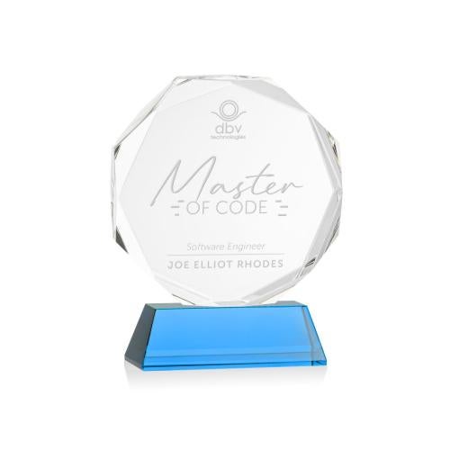 Corporate Awards - Crystal Awards - Acadian Sky Blue on Newhaven Base Crystal Award