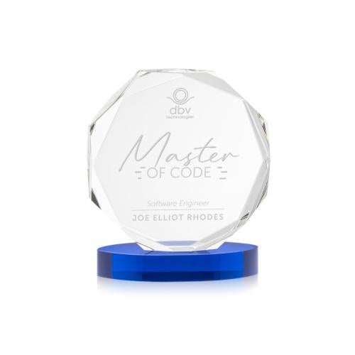 Corporate Awards - Crystal Awards - Acadian Blue on Alberton Base Crystal Award