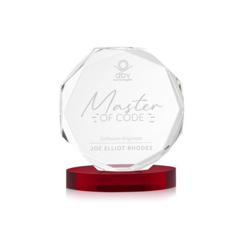 Corporate Awards - Crystal Awards - Acadian Red on Alberton Base Crystal Award