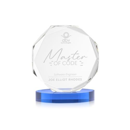 Corporate Awards - Crystal Awards - Acadian Sky Blue on Alberton Base Crystal Award