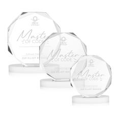 Acadian White on Alberton Base Crystal Award - Crystal Diamond Awards