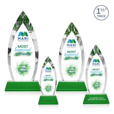 Fortier Full Color Green on Entwhistle Base Arch & Crescent Crystal Award - Corporate Awards