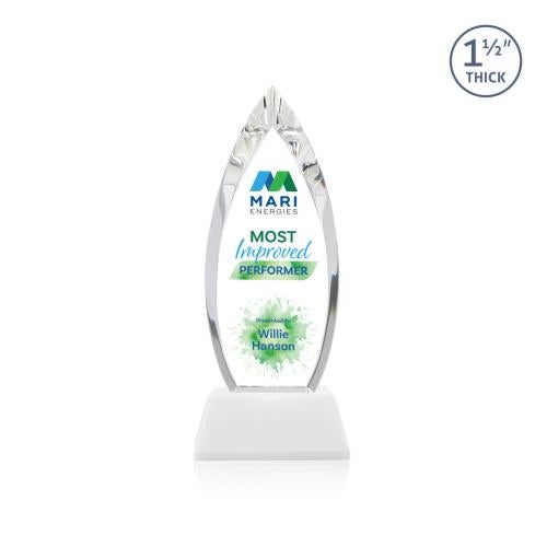 Corporate Awards - Crystal Awards - Fortier Full Color White on Entwhistle White Arch & Crescent Crystal Award